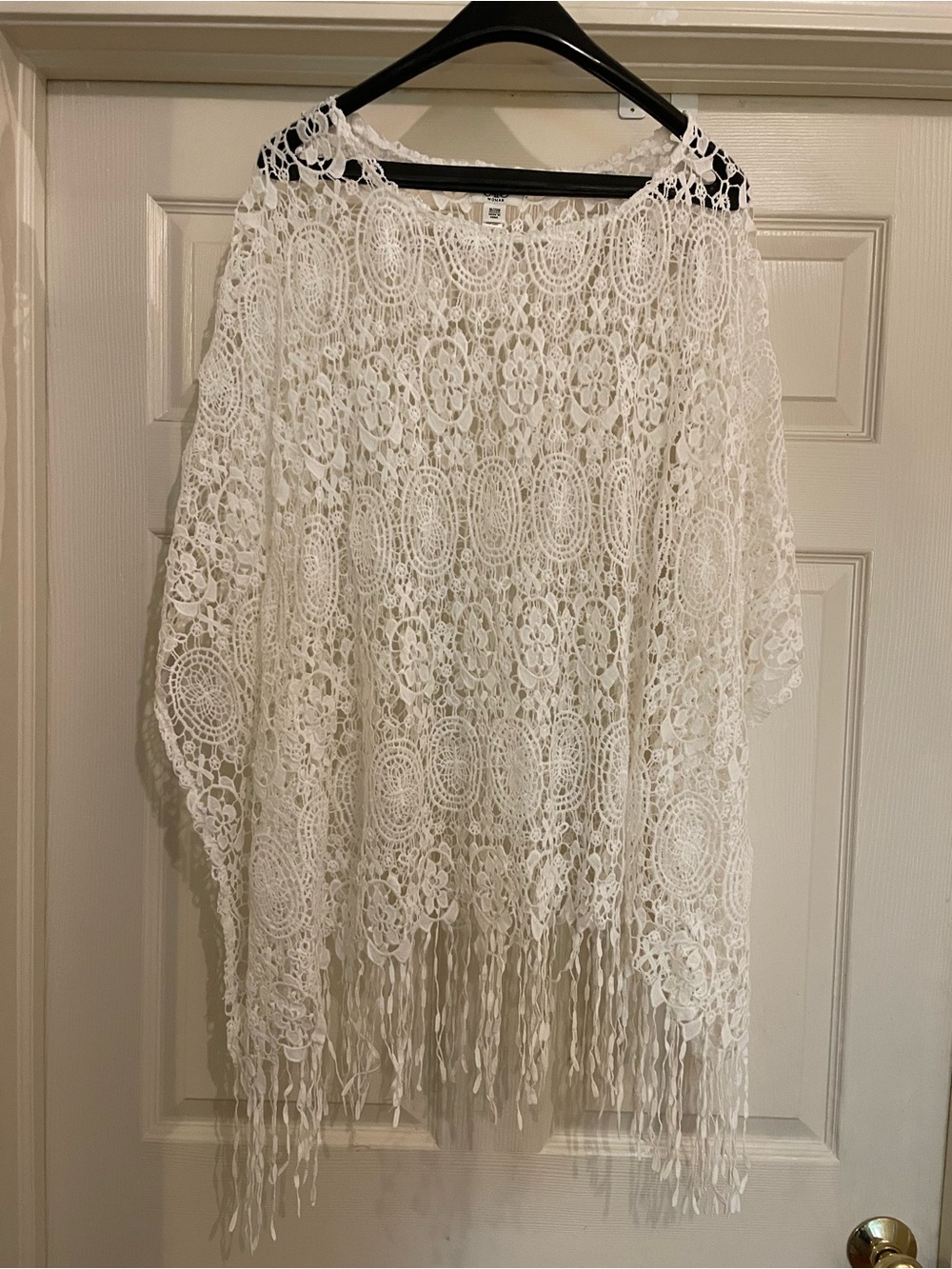 Women's White Crochet Cover-Up Kimono